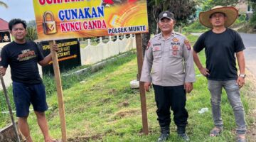 Polsek Munte Pasang Spanduk Himbauan Waspada Curanmor di Kecamatan Munte