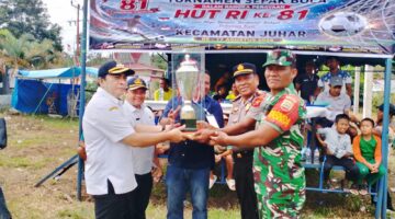 Kapolsek Juhar Mempererat Persatuan Warga Untuk Turnamen Sepak Bola HUT RI ke-81
